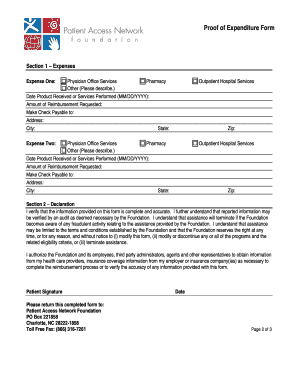 Proof of Expenditure Form