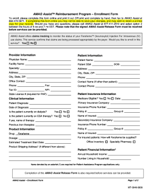 AMAG Assist Reimbursement Program Enrollment Form