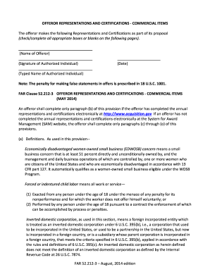 Offeror Representations and Certifications - Commercial Items