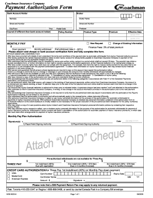 Coachman Insurance Payment Authorization Form