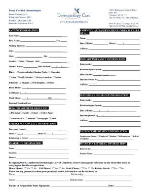 Dermatology Patient Information Form
