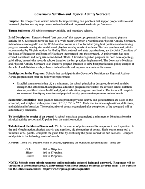 Governor’s Nutrition and Physical Activity Scorecard
