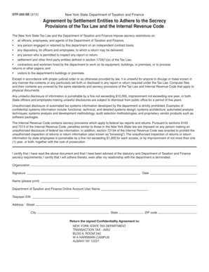 New York State Confidentiality Agreement