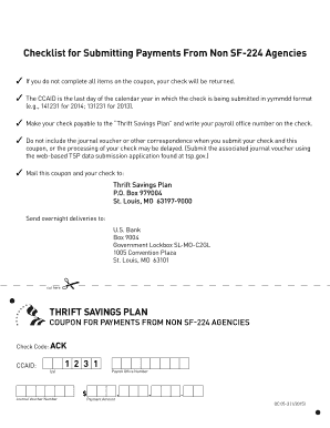 Thrift Savings Plan Payment Coupon