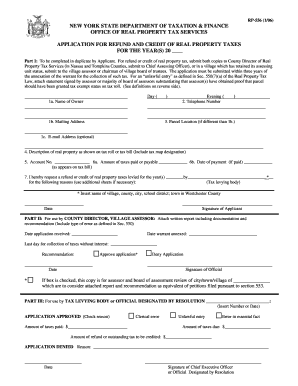 New York State Real Property Tax Refund and Credit Application