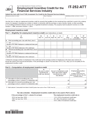New York State Employment Incentive Credit Form IT-252-ATT