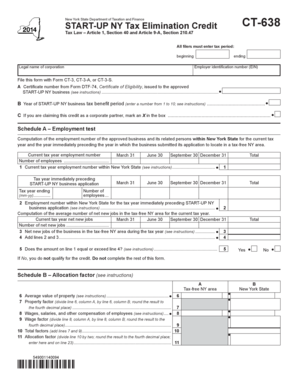 New York Start-Up NY Tax Elimination Credit Form CT-638