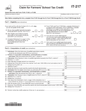 New York Farmers’ School Tax Credit Form IT-217