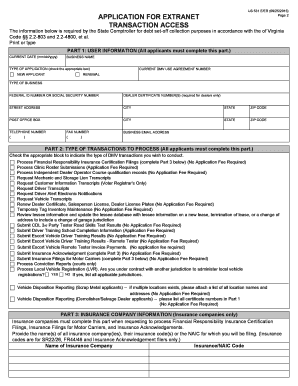 Virginia DMV Extranet Access Application