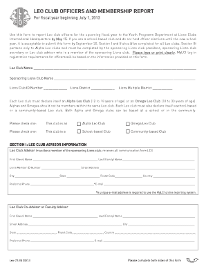 Leo Club Officers and Membership Report