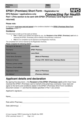 EPS01 Pharmacy Registration Form