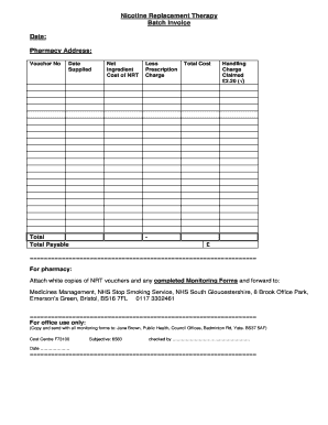 Nicotine Replacement Therapy Invoice