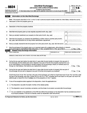 IRS Form 8824 Like-Kind Exchange