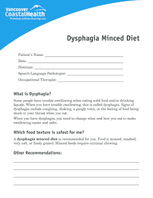 Dysphagia Minced Diet Form