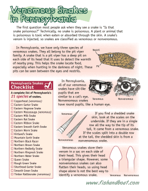 Pennsylvania Venomous Snakes Checklist
