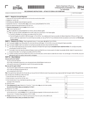Alabama Underpayment of Estimated Tax Form 2210AL