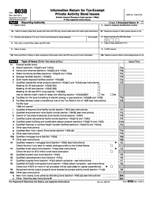 Form 8038 Tax-Exempt Private Activity Bond Issues