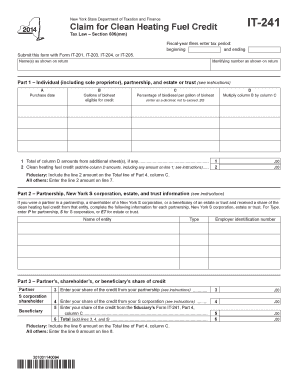 New York Clean Heating Fuel Credit Form IT-241