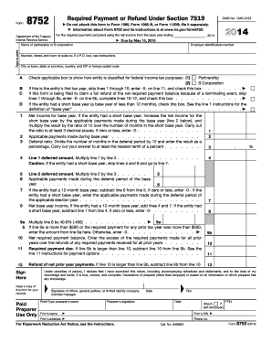 IRS Form 8752 Required Payment or Refund