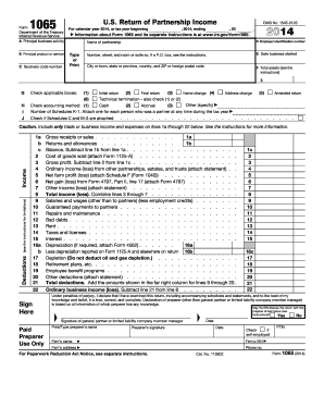 US Federal Form 1065 Partnership Income Tax Return