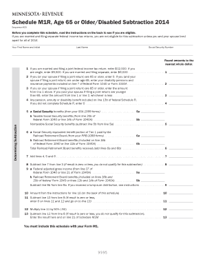 Minnesota Age 65 or Older/Disabled Subtraction Form 2014