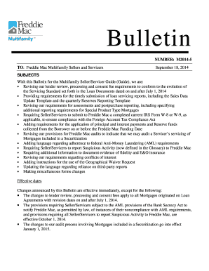 Freddie Mac Multifamily Seller/Servicer Guide Bulletin