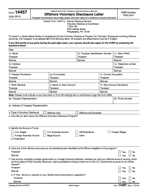 IRS Form 14457 Offshore Voluntary Disclosure Letter