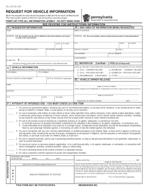 Pennsylvania Vehicle Record Request Form