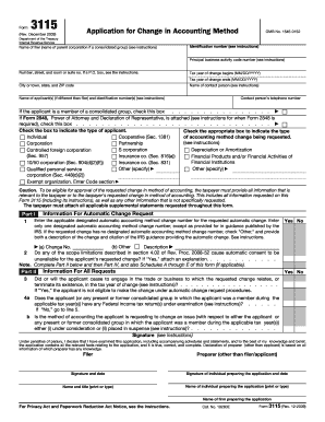 IRS Form 3115 Application for Change in Accounting Method