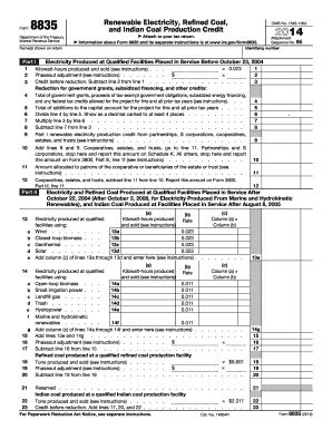 Form 8835 Renewable Electricity Refined Coal