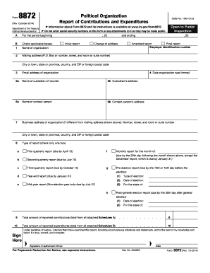 IRS Form 8872 Political Organization Report