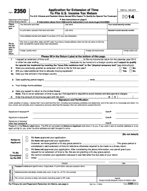 IRS Form 2350 Extension Request