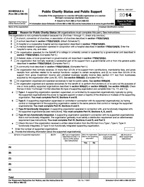 Schedule A Form 990 or 990-EZ