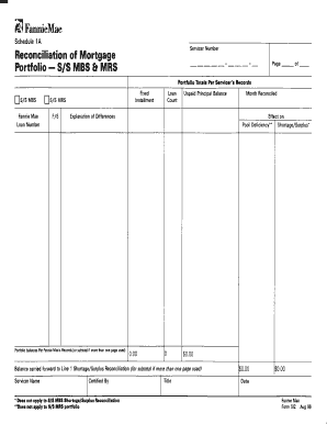Reconciliation of Mortgage Portfolio S/S MBS & MRS
