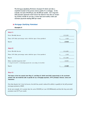 Mortgage Qualifying Worksheet
