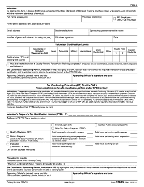 IRS Form 13615 Volunteer Standards of Conduct Agreement