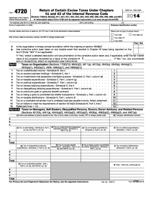 Form 4720 Return of Certain Excise Taxes