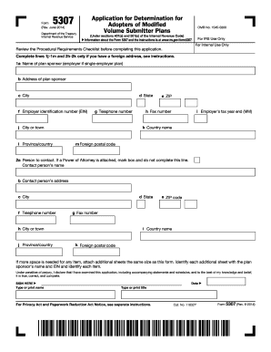IRS Form 5307 Application for Determination