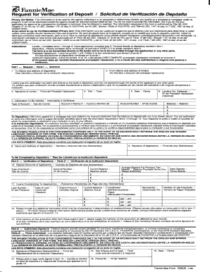Verification of Deposit Form 1006