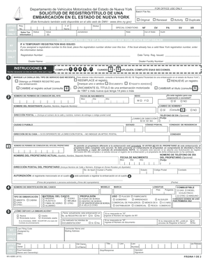 Solicitud de Registro/Título de una Embarcación en el Estado de Nueva York