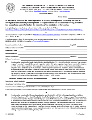 Texas Industrialized Housing Consumer Notice