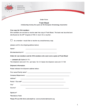 Fresh Blood Order Form