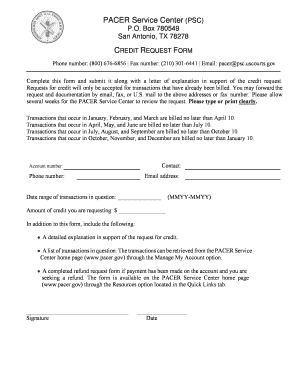 PACER Credit Request Form