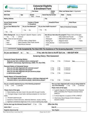 Montana Colorectal Cancer Screening Eligibility Form