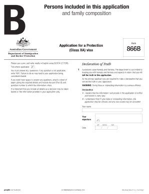Australia Protection Visa Application Form 866B