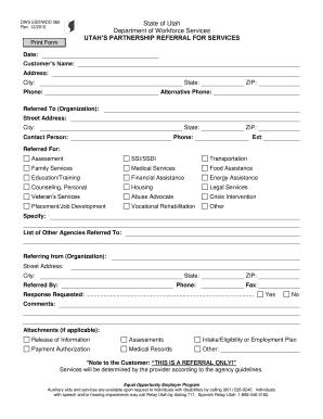 Utah Partnership Referral for Services Form