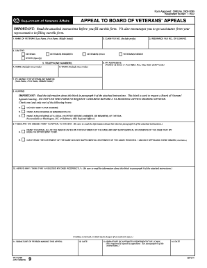 VA Form 9 Appeal to Board of Veterans' Appeals