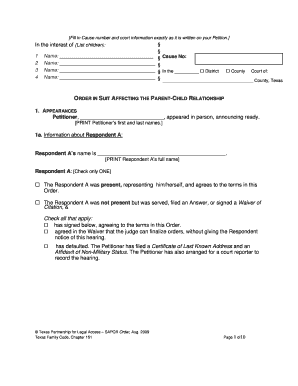 Texas SAPCR Order