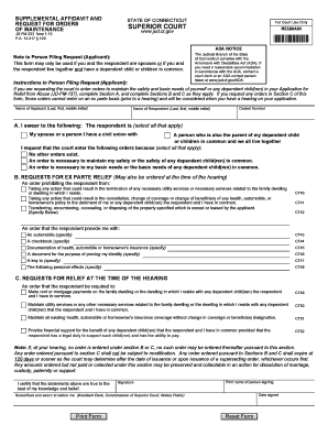 Supplemental Affidavit and Request for Orders of Maintenance