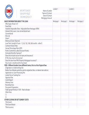 Mortgage Loan Comparison Form